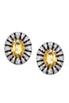 Buy_Nayaab By Sonia_Silver Plated Crystals Citrine Stone Aura Studs _at_Aza_Fashions