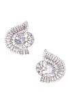 Shop_Nayaab By Sonia_Silver Plated Stones Embellished Stud Earrings _Online_at_Aza_Fashions