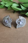 Shop_Nayaab By Sonia_Silver Plated Stones Embellished Stud Earrings _at_Aza_Fashions