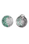 Shop Nayaab By Sonia Silver Plated Crystals, Stones Forest Glow Circular Stud Earrings at Aza Fashions Shop_Nayaab By Sonia_Silver Plated Crystals, Stones Forest Glow Circular Stud Earrings _at_Aza_Fashions