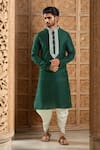 Buy_Arihant Rai Sinha_Green Polyester, Silk Embroidery Blossom Vine Kurta Set _at_Aza_Fashions