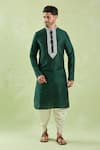 Arihant Rai Sinha_Green Polyester, Silk Embroidery Blossom Vine Kurta Set _Online_at_Aza_Fashions