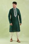 Buy_Arihant Rai Sinha_Green Polyester, Silk Embroidery Blossom Vine Kurta Set 
