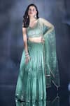 Buy_Alaya Advani_Green Lehenga Georgette Viscose Embroidered Sequin Leaf And Thread Set _at_Aza_Fashions