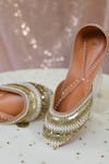 Moy_Gold Bead Embellished Juttis_Online_at_Aza_Fashions