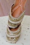 Moy_Gold Bead Embellished Juttis_at_Aza_Fashions