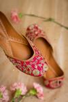 Moy_Pink Thread Embroidered Juttis_Online_at_Aza_Fashions