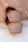Moy_Brown Dabka Rose Embroidered Mocha Juttis_Online_at_Aza_Fashions