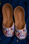 Shop_Moy_Pink Floral Embroidered Juttis_at_Aza_Fashions