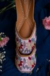 Moy_Pink Floral Embroidered Juttis_Online_at_Aza_Fashions