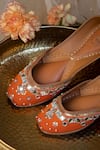 Shop_Moy_Orange Mirror Embroidered Juttis_at_Aza_Fashions