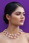 Shop_Kanyaadhan By Dhirajaayushi_Multi Color Diamonds, Tassels, Pearls Bloom Vine Necklace Set _at_Aza_Fashions