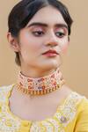 Kanyaadhan By Dhirajaayushi_Multi Color Embroidery Blossom Choker Necklace Set _Online_at_Aza_Fashions