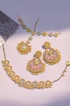 Buy_Kanyaadhan By Dhirajaayushi_Multi Color Diamonds, Embroidery Floral Choker Necklace Set _at_Aza_Fashions