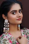 Shop_Kanyaadhan By Dhirajaayushi_Multi Color Diamonds, Embroidery Maangtikka And Earring Set _at_Aza_Fashions