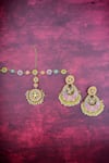 Buy_Kanyaadhan By Dhirajaayushi_Multi Color Beads, Diamonds Beaded Mathapatti And Earring Set _at_Aza_Fashions