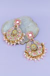 Kanyaadhan By Dhirajaayushi_Multi Color Diamonds, Embroidery Floral Earrings And Mangtikka Set _Online_at_Aza_Fashions