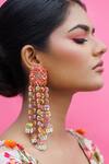 Kanyaadhan By Dhirajaayushi_Multi Color Floral Embroidered Earring And Mangtikka Set _Online_at_Aza_Fashions