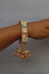Shop_Kanyaadhan By Dhirajaayushi_Multi Color Embroidery, Diamonds Floral Jewellery Set _at_Aza_Fashions