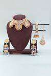 Buy_Kanyaadhan By Dhirajaayushi_Multi Color Embroidery, Diamonds Floral Jewellery Set _Online_at_Aza_Fashions