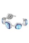 Isharya_Blue Crystals Enamel Cuff Bracelet_Online_at_Aza_Fashions