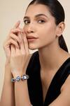 Buy_Isharya_Blue Crystals Enamel Cuff Bracelet_at_Aza_Fashions