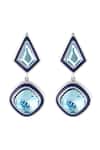 Shop_Isharya_Blue Crystals Drop Earrings _at_Aza_Fashions