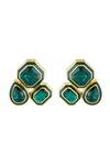 Shop_Isharya_Green Crystals Embellished Studs _at_Aza_Fashions