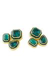 Isharya_Green Crystals Embellished Studs _Online_at_Aza_Fashions