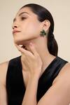 Buy_Isharya_Green Crystals Embellished Studs _at_Aza_Fashions