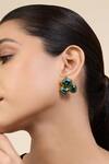 Shop_Isharya_Green Crystals Embellished Studs _Online_at_Aza_Fashions