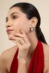 Buy_Isharya_Gold Plated Crystals, Embroidery Enamel Stud Earrings _at_Aza_Fashions