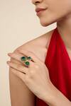 Shop_Isharya_Green Crystals Embellished Ring _Online_at_Aza_Fashions