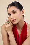 Buy_Isharya_Green Crystals Embellished Ring _at_Aza_Fashions