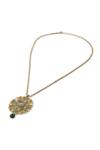 Shop_Aulerth_Green Gold Plated Rumeli Helios Pendant Necklace _at_Aza_Fashions