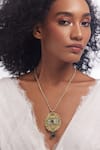 Buy_Aulerth_Green Gold Plated Rumeli Helios Pendant Necklace _at_Aza_Fashions