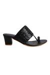 Irasoles_Black Cut Work, Sequins Kaira Cutdana And Kolhapuri Block Heels _Online_at_Aza_Fashions