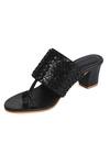 Irasoles_Black Cut Work, Sequins Kaira Cutdana And Kolhapuri Block Heels _at_Aza_Fashions
