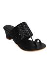 Buy_Irasoles_Black Cut Work, Sequins Kaira Cutdana And Kolhapuri Block Heels 