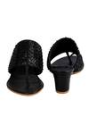 Shop_Irasoles_Black Cut Work, Sequins Kaira Cutdana And Kolhapuri Block Heels 