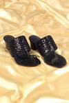 Buy_Irasoles_Black Cut Work, Sequins Kaira Cutdana And Kolhapuri Block Heels _at_Aza_Fashions