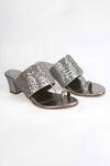 Buy_Irasoles_Silver Sequins, Cut Work Cutdana Kolhapuri Block Heels 