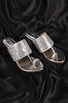 Buy_Irasoles_Silver Sequins, Cut Work Cutdana Kolhapuri Block Heels _at_Aza_Fashions