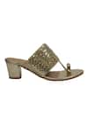 Buy_Irasoles_Gold Cut Work, Sequins Cutdana Kolhapuri Block Heels _Online_at_Aza_Fashions