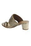 Shop_Irasoles_Gold Cut Work, Sequins Cutdana Kolhapuri Block Heels _Online_at_Aza_Fashions