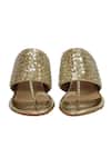 Shop_Irasoles_Gold Cut Work, Sequins Cutdana Kolhapuri Block Heels 