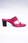 Irasoles_Pink Applique Hot Kolhapuri Block Heels _Online_at_Aza_Fashions