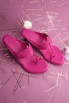 Shop_Irasoles_Pink Applique Hot Kolhapuri Block Heels _at_Aza_Fashions