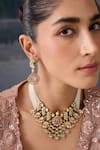 Paisley Pop_Pink Stone Layered Necklace Set With Earrings _Online_at_Aza_Fashions