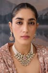 Buy_Paisley Pop_Pink Stone Layered Necklace Set With Earrings _Online_at_Aza_Fashions